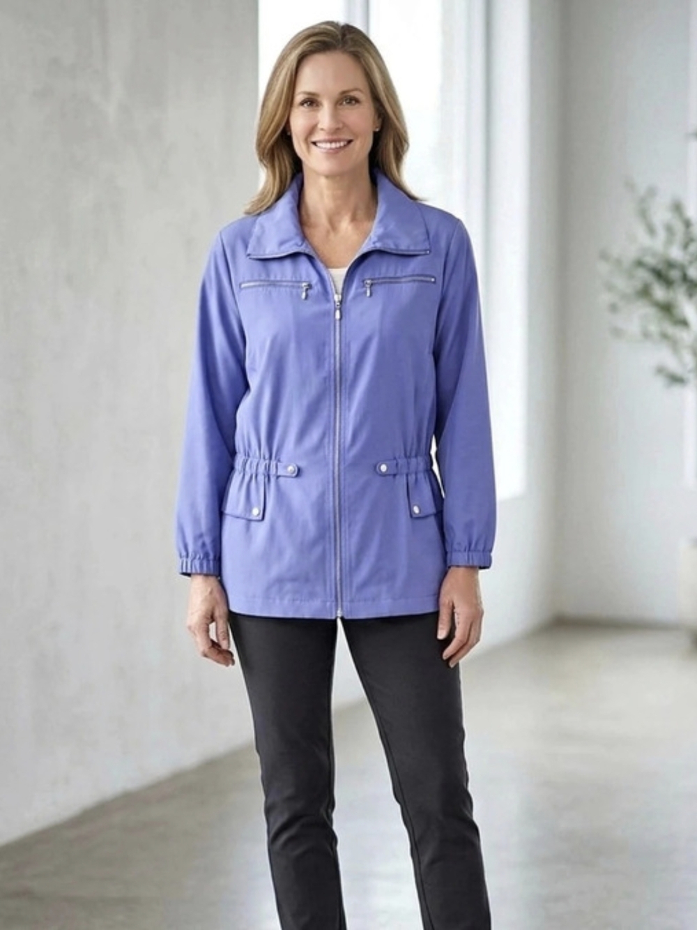 Chico's Travelers Collection Women's Purple Utility Jacket Size 3 Like New